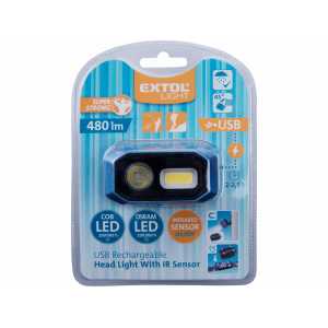 Čelovka LED+COB, 480lm, 3,7V/1,4Ah Li-ion, USB, EXTOL LIGHT 43183