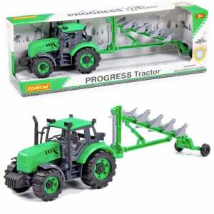 Traktor Progress s pluhy na setrvačník zeleny