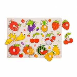 Dětské dřevěné puzzle s úchyty Akuku ovoce