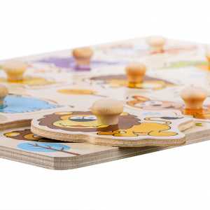 Detské drevené puzzle s úchytmi Akuku zvieratká