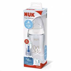 Kojenecká láhev NUK FC+Temperature Control 300 ml BOX-Flow Control savička white