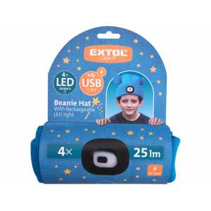 Čepice modrá dětská s čelovým světlem, EXTOL LIGHT 43459