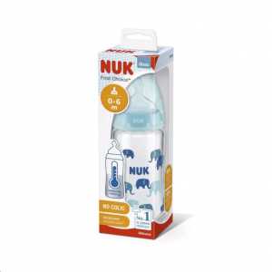 Sklenená dojčenská fľaša NUK First Choice s kontrolou teploty 240 ml modrá