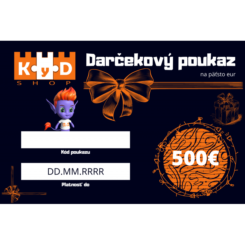 Darčekový poukaz elektronický KyD shop 500 €