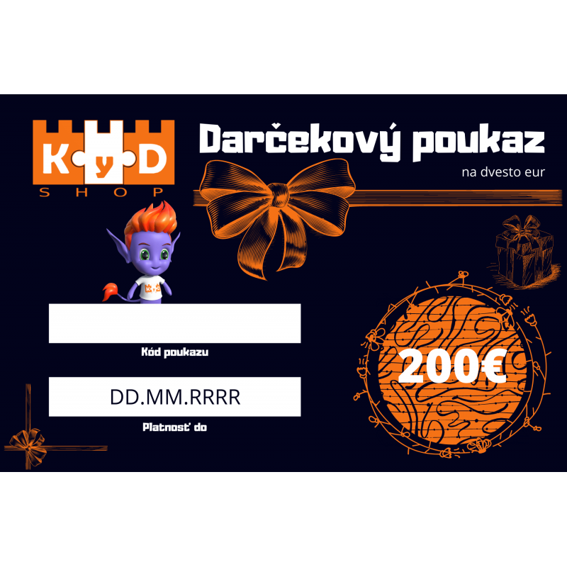 Darčekový poukaz elektronický KyD shop 200 €