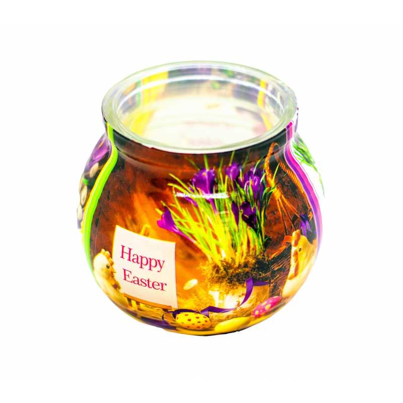 Dekoratívna aromatická sviečka v skle 80g, krókusy