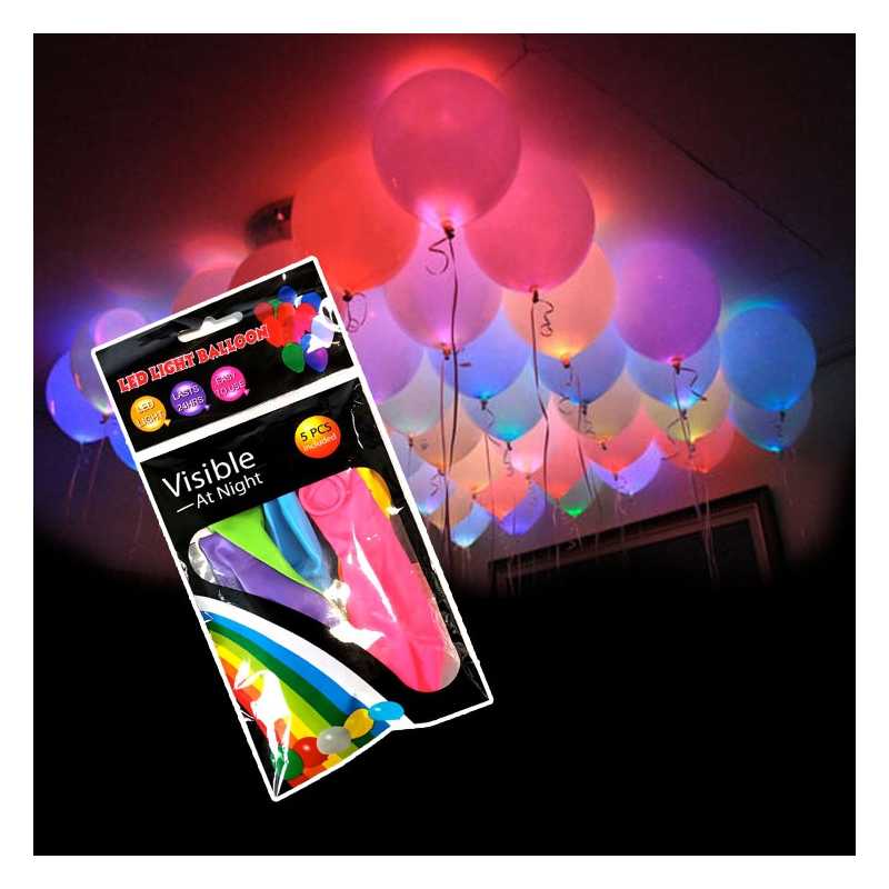 Balónik LED svietiaci 5 ks Mix farieb