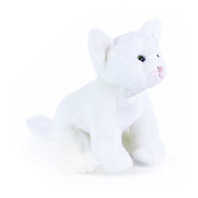 Plyšová kočka bílá sedící