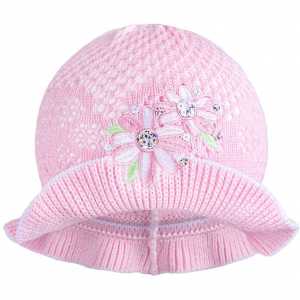 Pletený klobouček New Baby růžovo-bílý, 104
