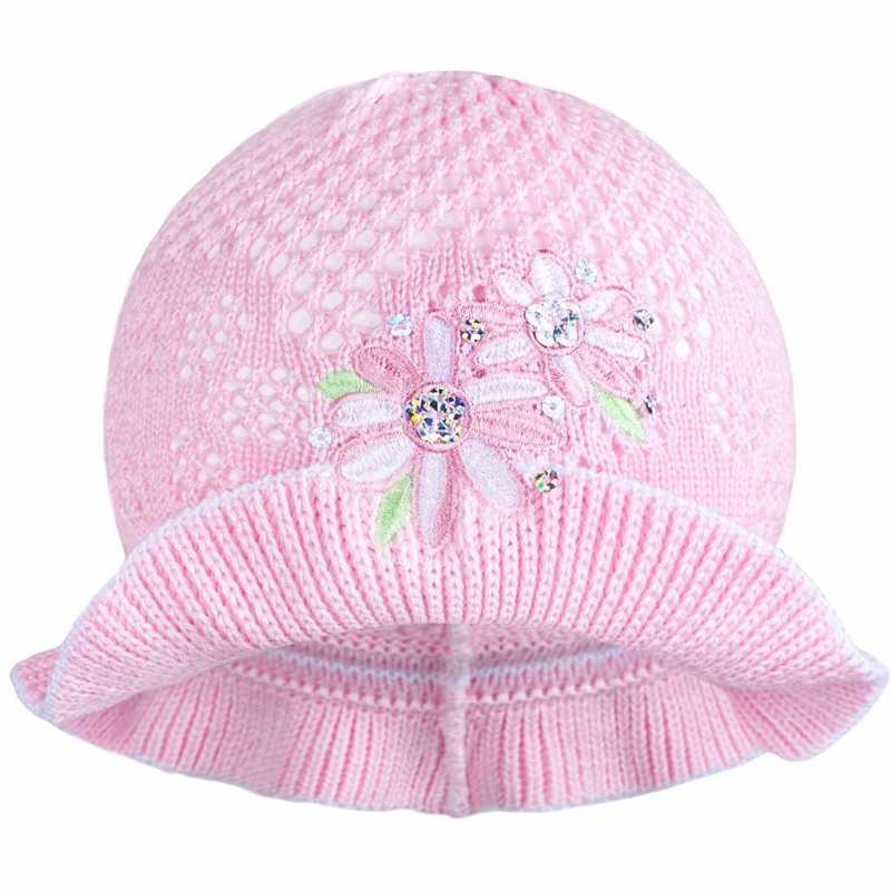 Pletený klobúčik New Baby ružovo-biely, 104