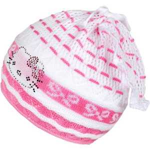 Pletený čepička-šátek New Baby kočička růžová, 104