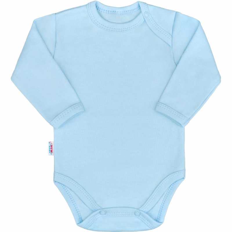 Dojčenské bavlnené body s dlhým rukávom New Baby Pastel modré, 56