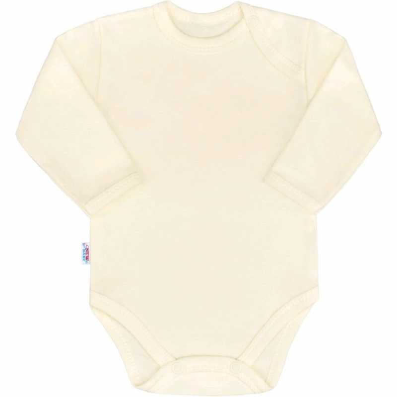 Dojčenské bavlnené body s dlhým rukávom New Baby Pastel béžové, 56