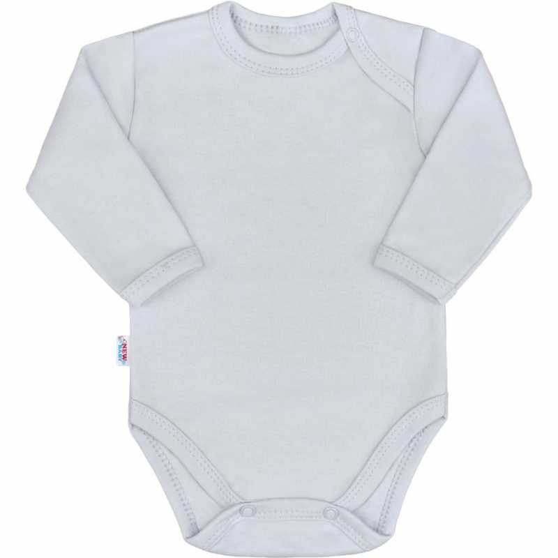 Dojčenské bavlnené body s dlhým rukávom New Baby Pastel sivé, 56