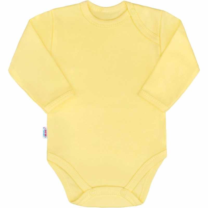 Dojčenské bavlnené body s dlhým rukávom New Baby Pastel žlté, 56