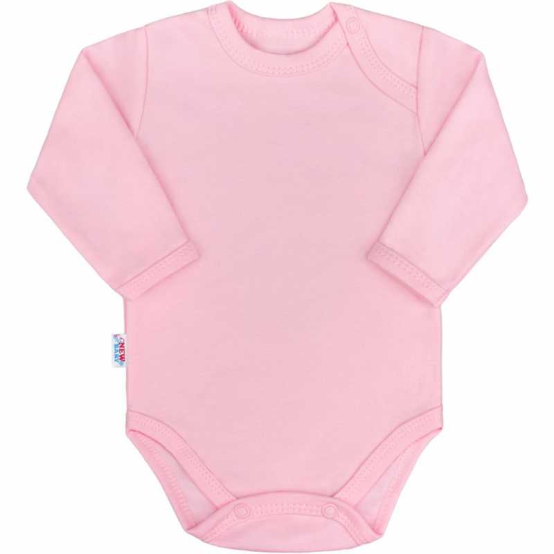 Dojčenské bavlnené body s dlhým rukávom New Baby Pastel ružové, 62