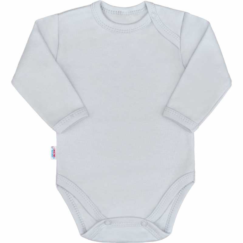Dojčenské bavlnené body s dlhým rukávom New Baby Pastel sivé, 62