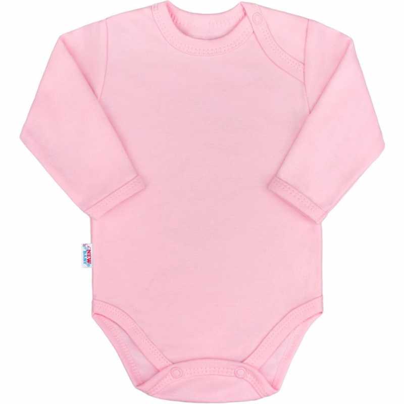Dojčenské bavlnené body s dlhým rukávom New Baby Pastel ružové, 68