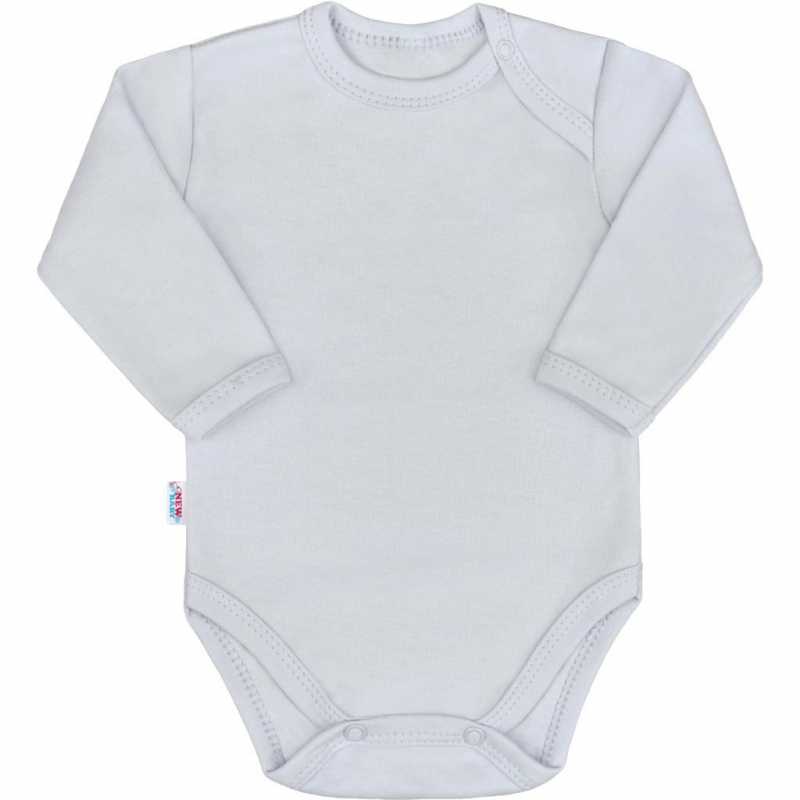 Dojčenské bavlnené body s dlhým rukávom New Baby Pastel sivé, 68