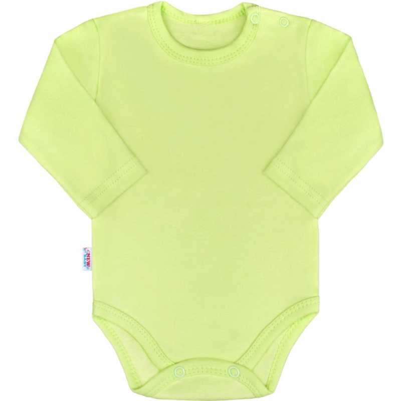Dojčenské bavlnené body s dlhým rukávom New Baby Pastel zelené, 68