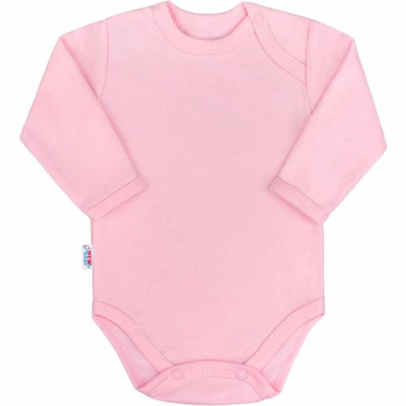 Dojčenské bavlnené body s dlhým rukávom New Baby Pastel ružové, 74