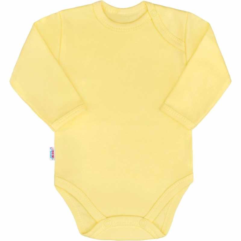 Kojenecké bavlněné body s dlouhým rukávem New Baby Pastel žluté, 74