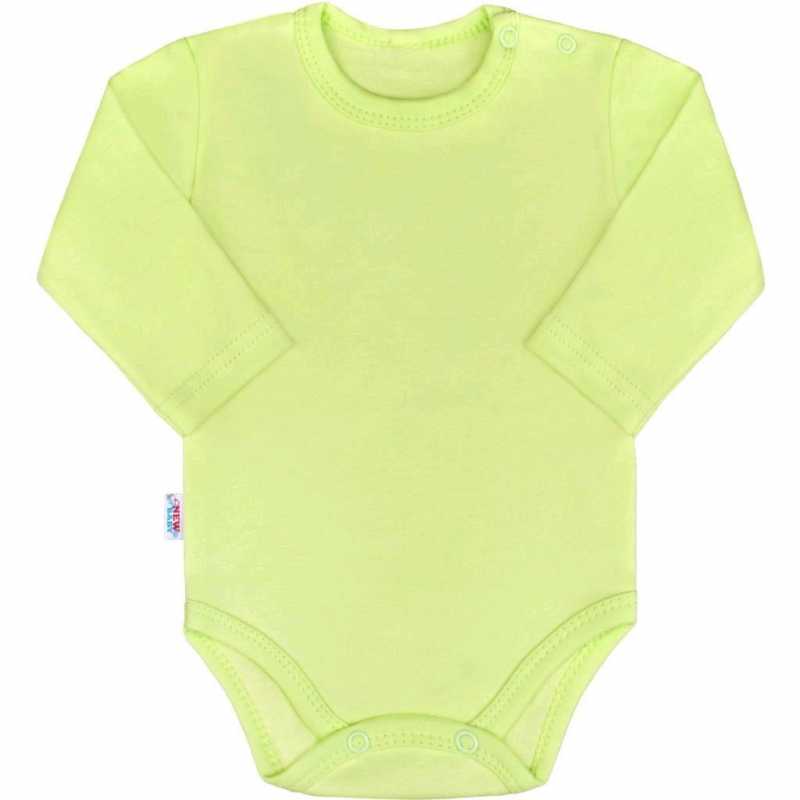 Dojčenské bavlnené body s dlhým rukávom New Baby Pastel zelené, 86