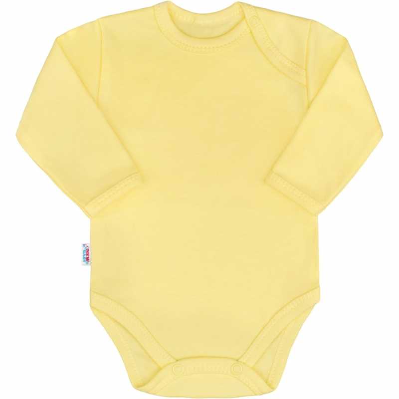 Dojčenské bavlnené body s dlhým rukávom New Baby Pastel žlté, 86
