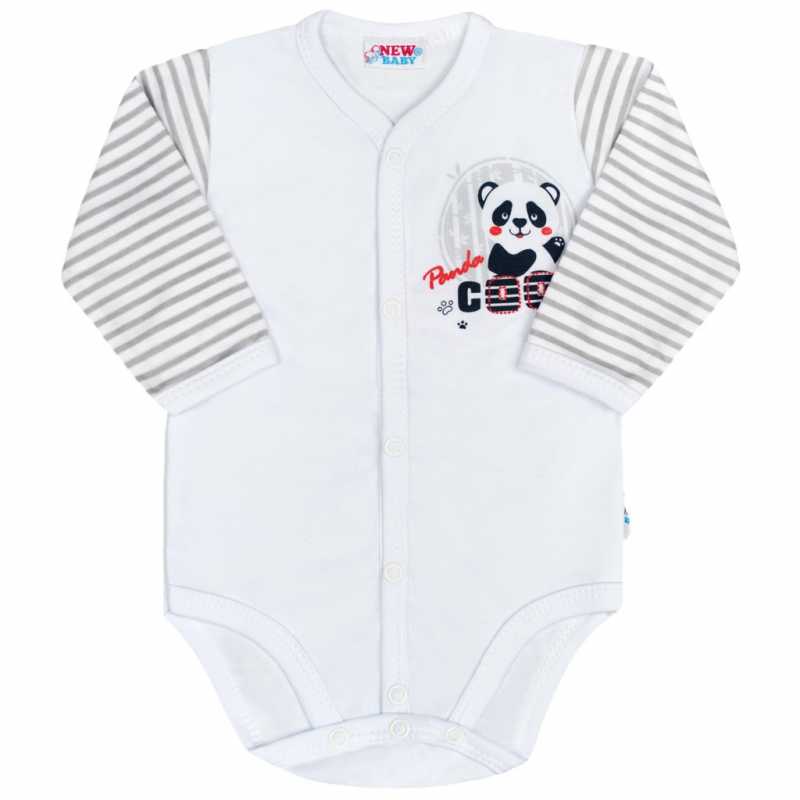 Dojčenské celorozopínacie body s dlhým rukávom New Baby Panda, 56