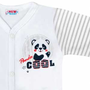 Dojčenské celorozopínacie body s dlhým rukávom New Baby Panda, 56