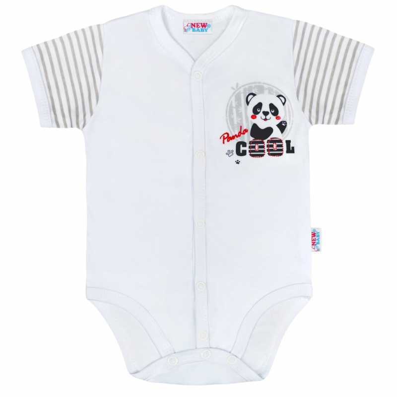 Dojčenské celorozopínacie body s krátkym rukávom New Baby Panda, 62
