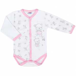 Kojenecké celorozepínací body New Baby Bears růžové, 50