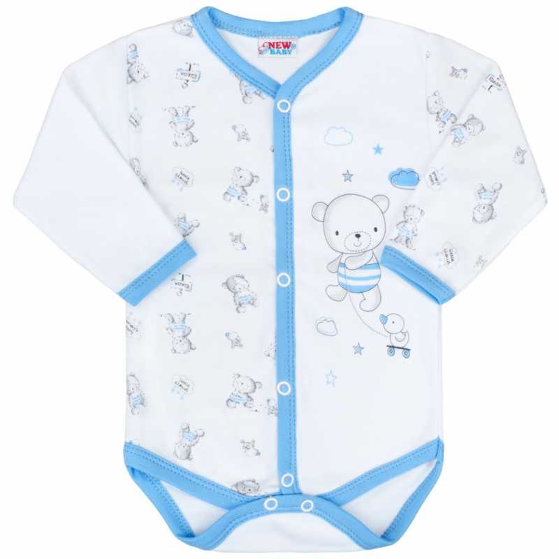 Dojčenské celorozopínacie body New Baby Bears modré, 50