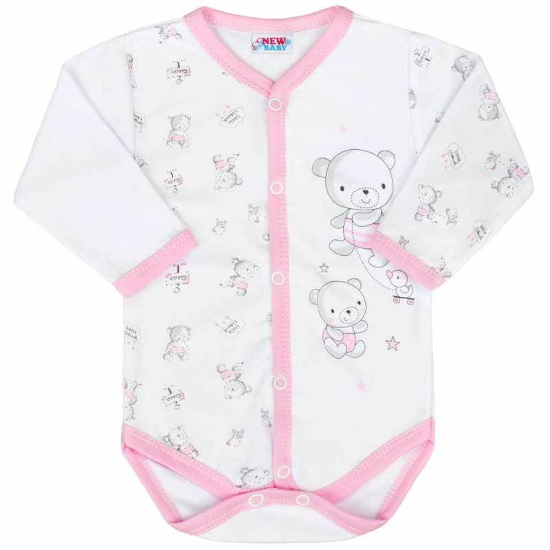 Dojčenské celorozopínacie body New Baby Bears ružové, 68