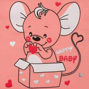 Dojčenské celorozopínacie body New Baby Mouse lososové, 56
