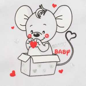 Dojčenské celorozopínacie body New Baby Mouse biele, 62