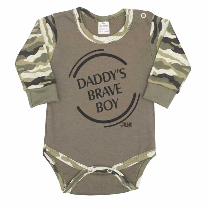 Dojčenské body s dlhým rukávom New Baby Army boy, 86