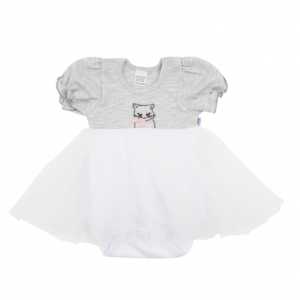 Dojčenské body s tylovou sukienkou New Baby Wonderful sivé, 56