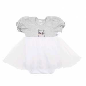 Dojčenské body s tylovou sukienkou New Baby Wonderful sivé, 62