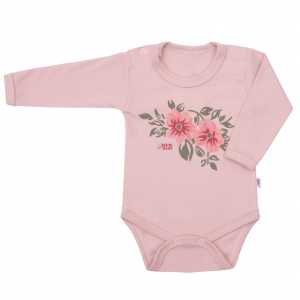 Dojčenské body s dlhým rukávom New Baby Flowers ružové, 62