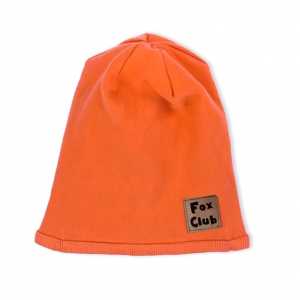 Kojenecká bavlněná čepička Nicol Fox Club oranžová, 68