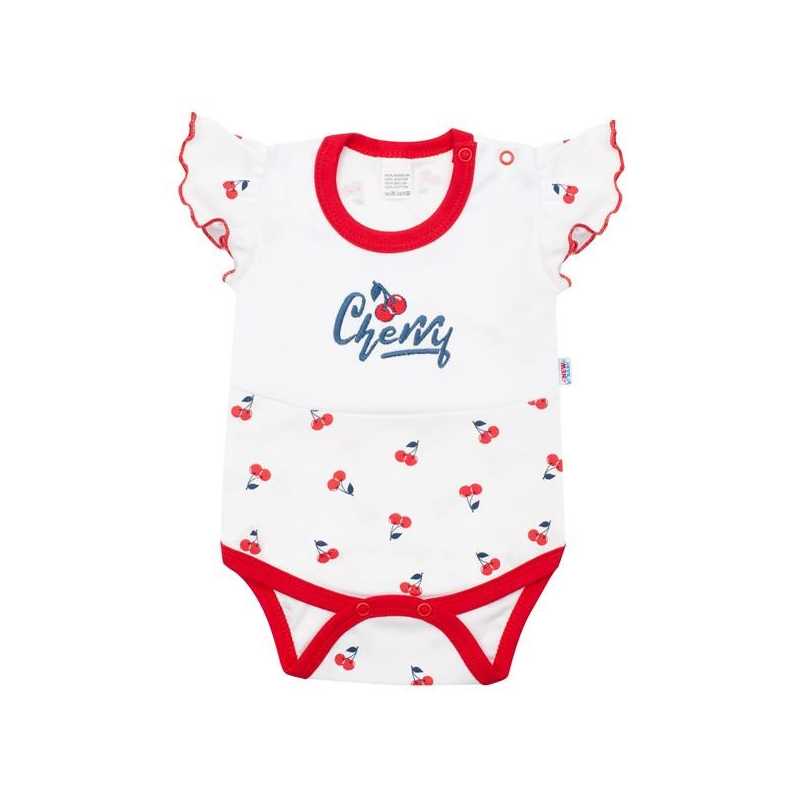 Dojčenské bavlnené body s krátkym rukávom New Baby Cherry, 56