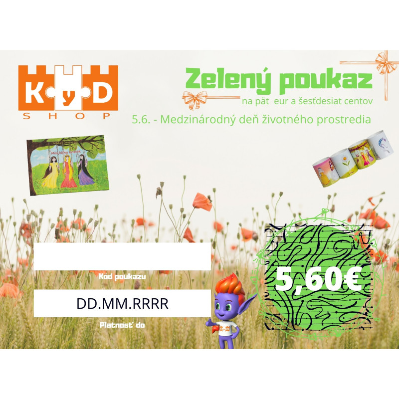 Darčekový poukaz elektronický KyD shop 5,6 €, Sútaž Lúčný kvietok