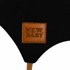 Dojčenská bavlnená čiapka s uškami New Baby Favorite čierna, 56