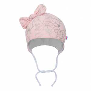 Dojčenská bavlnená čiapka s mašličkou New Baby NUNU ružová, 62