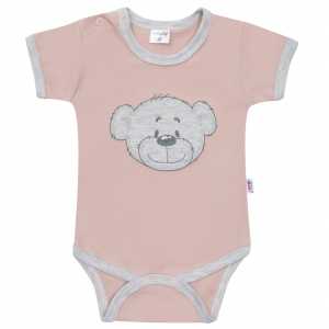 Dojčenské bavlnené body s krátkym rukávom New Baby BrumBrum old pink grey, 56