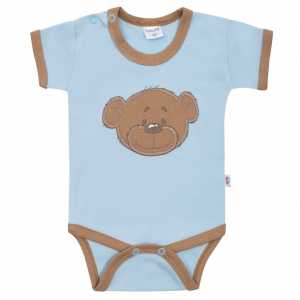 Dojčenské bavlnené body s krátkym rukávom New Baby BrumBrum blue brown, 56