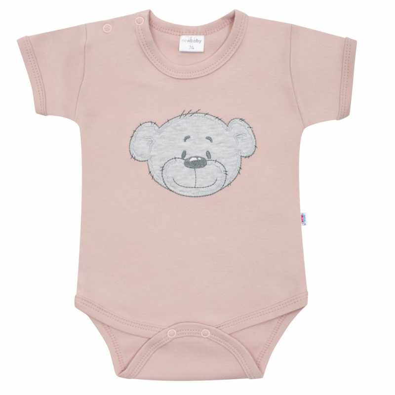 Dojčenské bavlnené body s krátkym rukávom New Baby BrumBrum old pink, 74