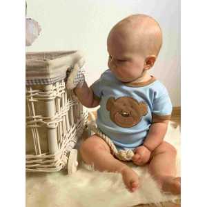 Dojčenské bavlnené body s krátkym rukávom New Baby BrumBrum blue brown, 62