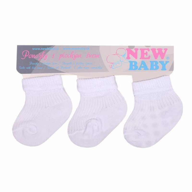 Dojčenské pruhované ponožky New Baby biele  - 3ks, 56